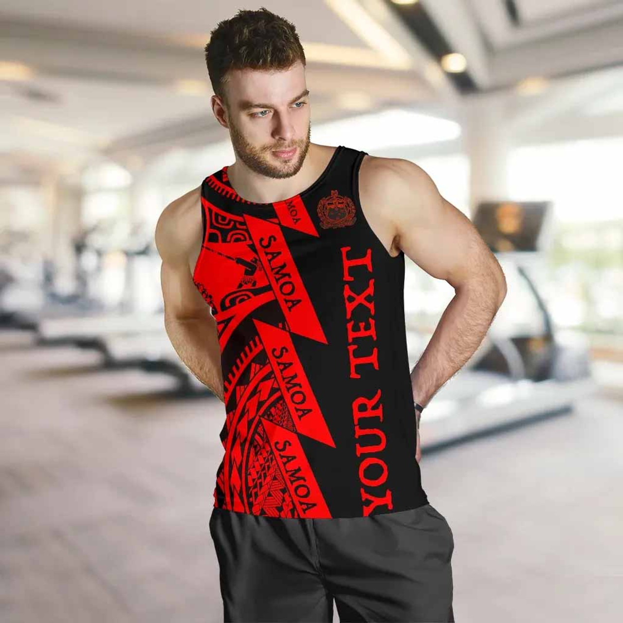 (Custom Personalised Text) Samoa Men Tank Tops - Samoa Coat Of Arm Red 2