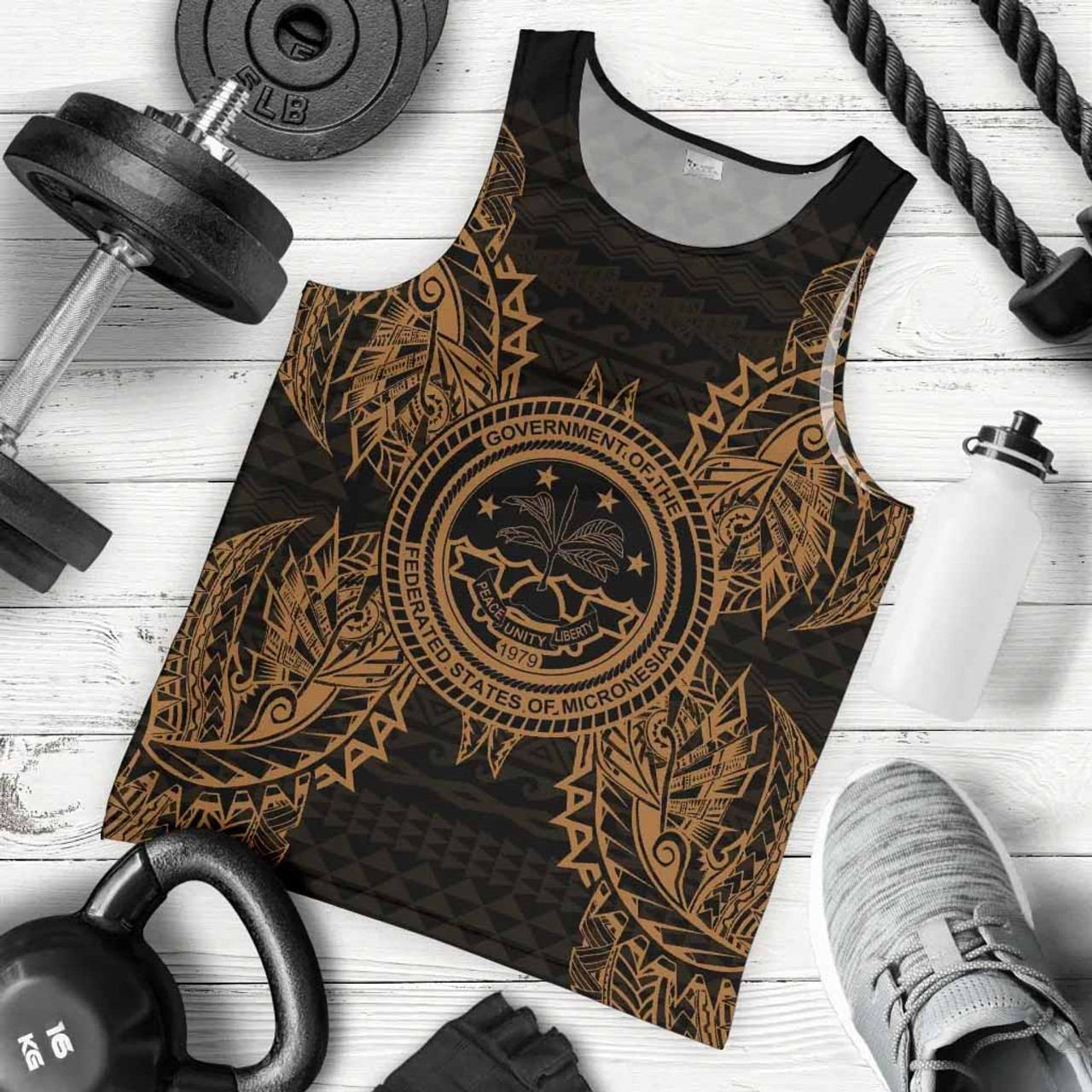 Federated States Of Micronesian Polynesian Men Tank Top Map Gold 5