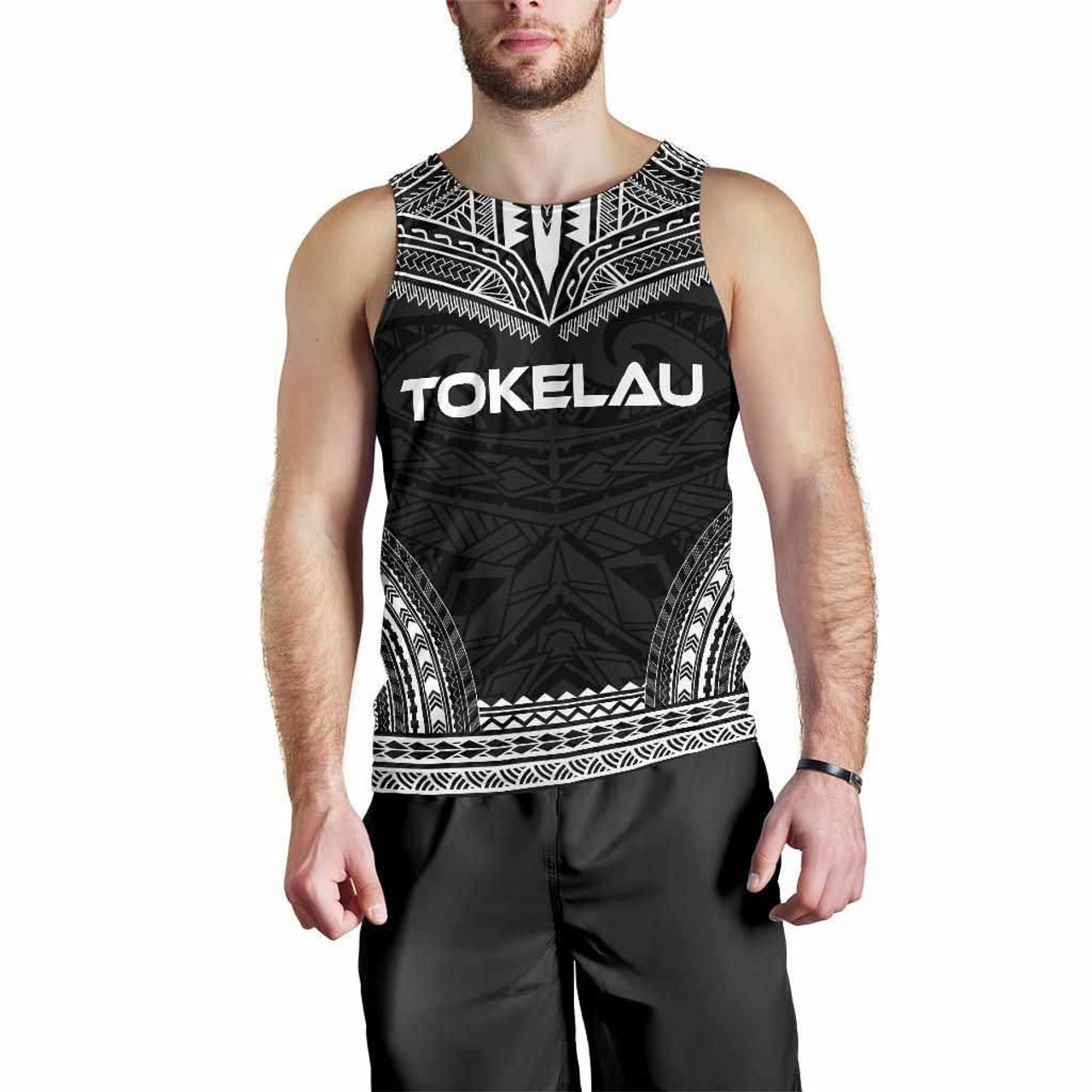 Tokelau Men Tank Top - Polynesian Chief Black Version 1