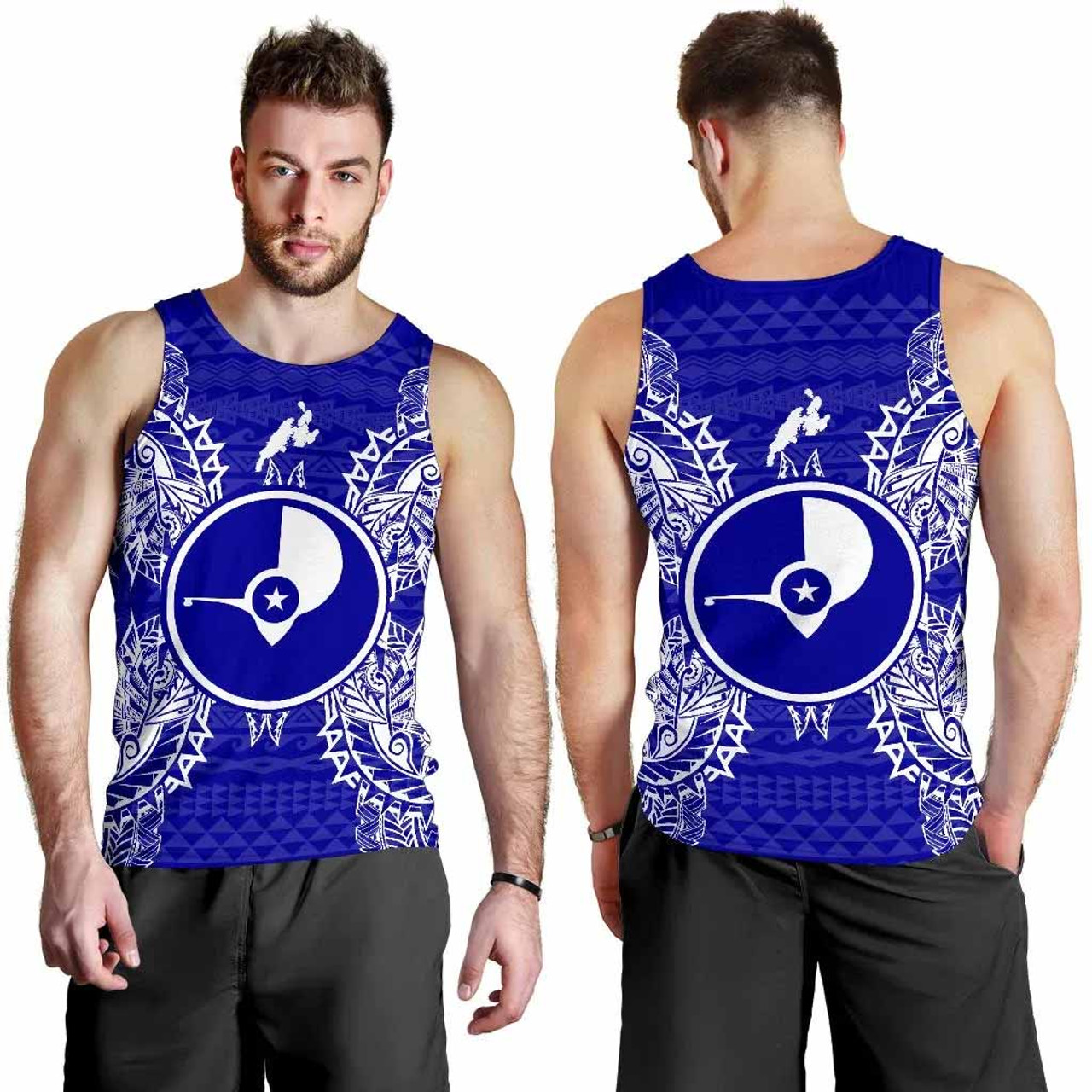 Yap Polynesian Men Tank Top Map Blue 3