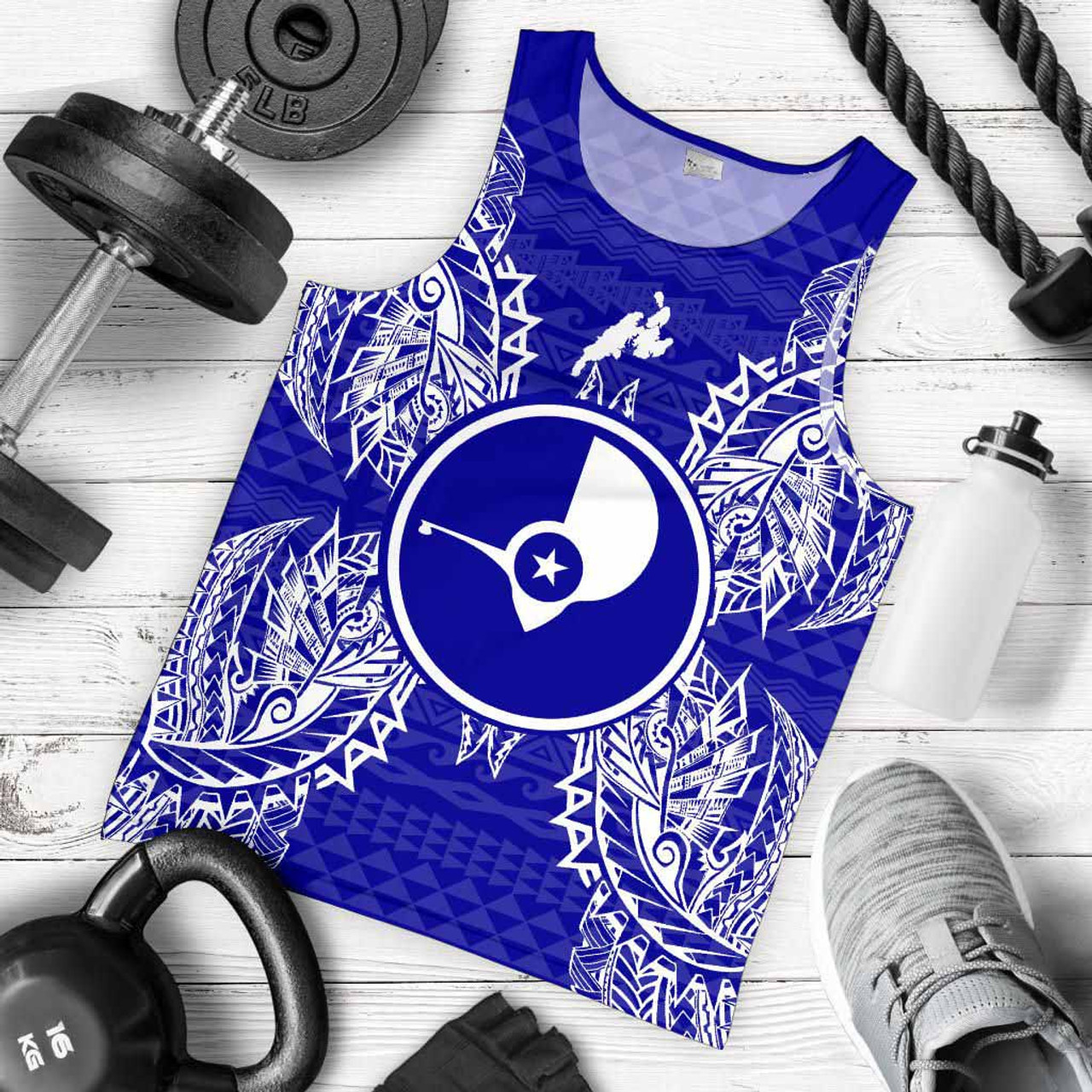 Yap Polynesian Men Tank Top Map Blue 5