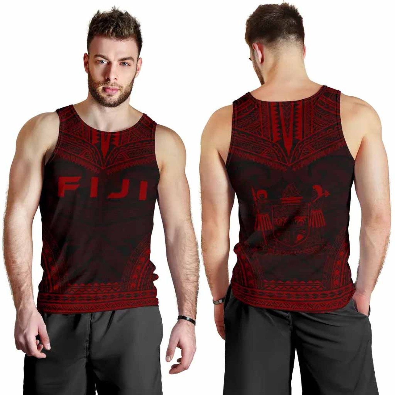 Fiji Men Tank Top - Polynesian Chief Red Version 3