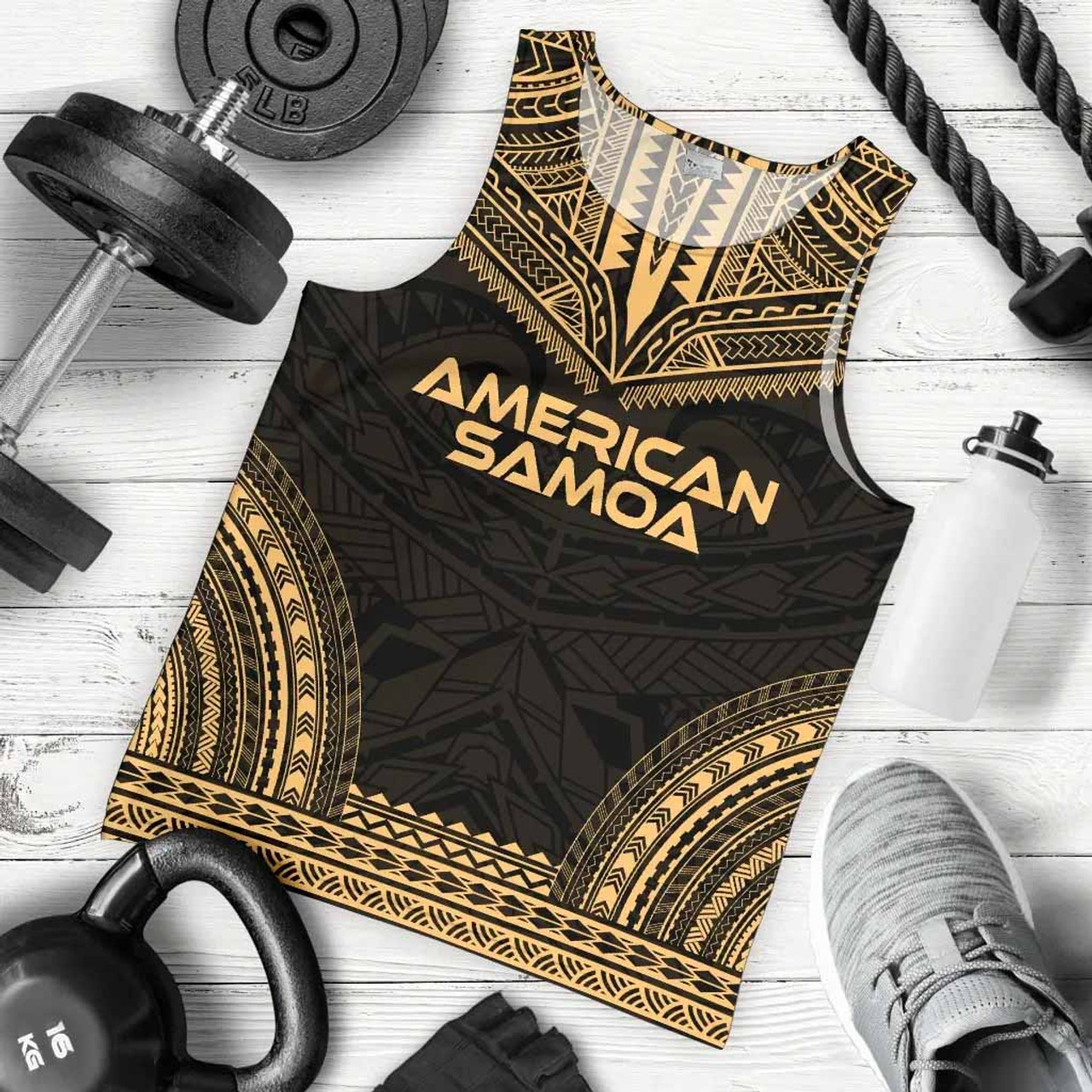 American Samoa Men Tank Top - Polynesian Chief Gold Version 5