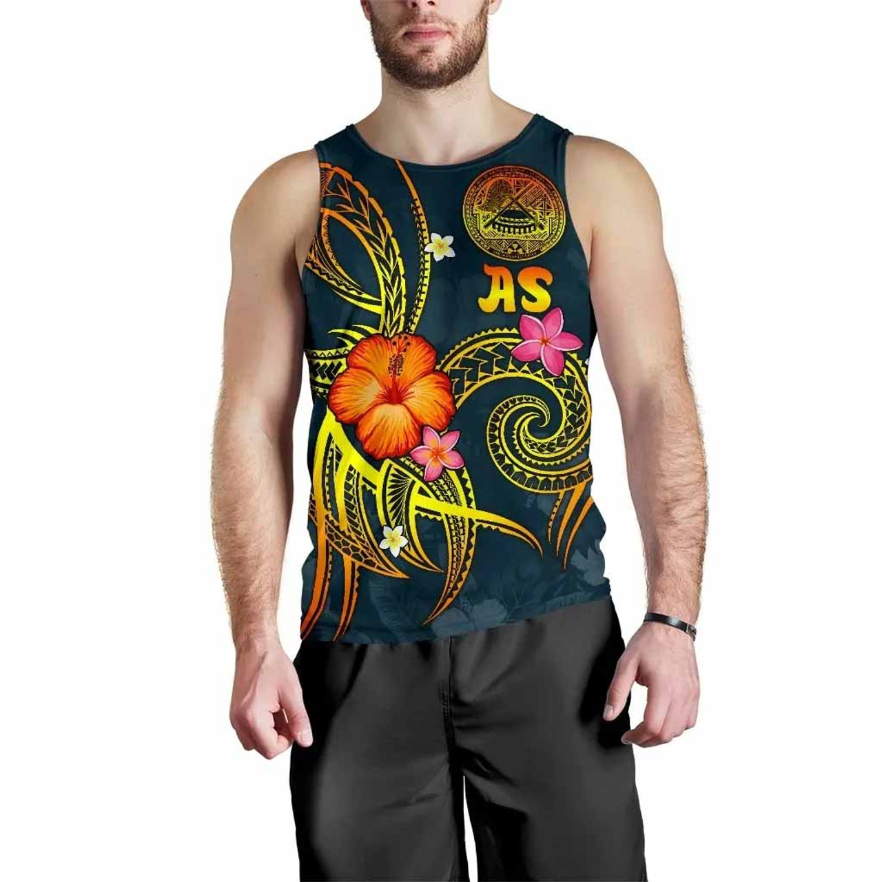 American Samoa Polynesian Men Tank Top - Legend of American Samoa (Blue) 2