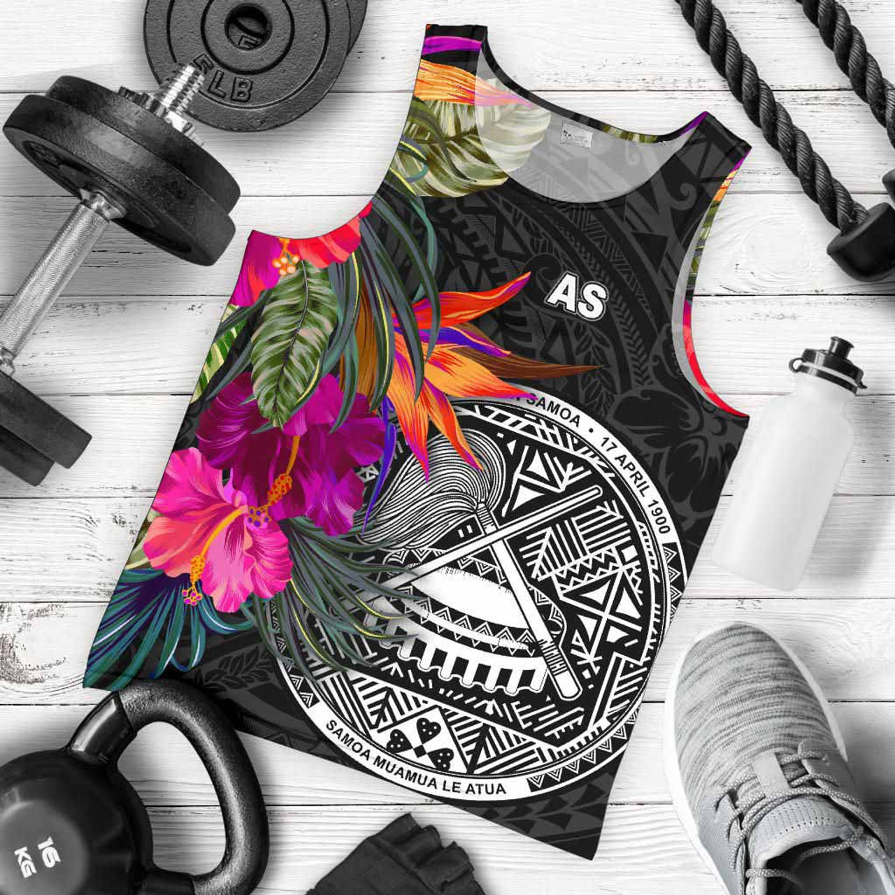 American Samoa Men Tank Top - Polynesian Hibiscus Pattern 1