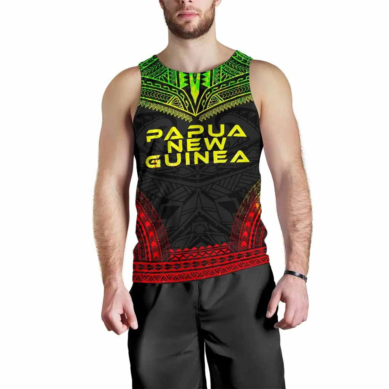 Papua New Guinea Men Tank Top - Polynesian Chief Reggae Version 1