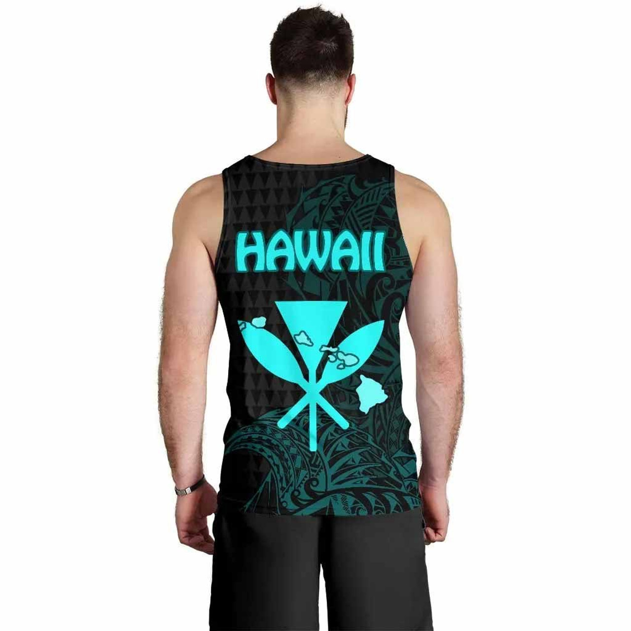 Polynesian Hawaii Men Tank Top - Kamehameha King Emerald Color 3