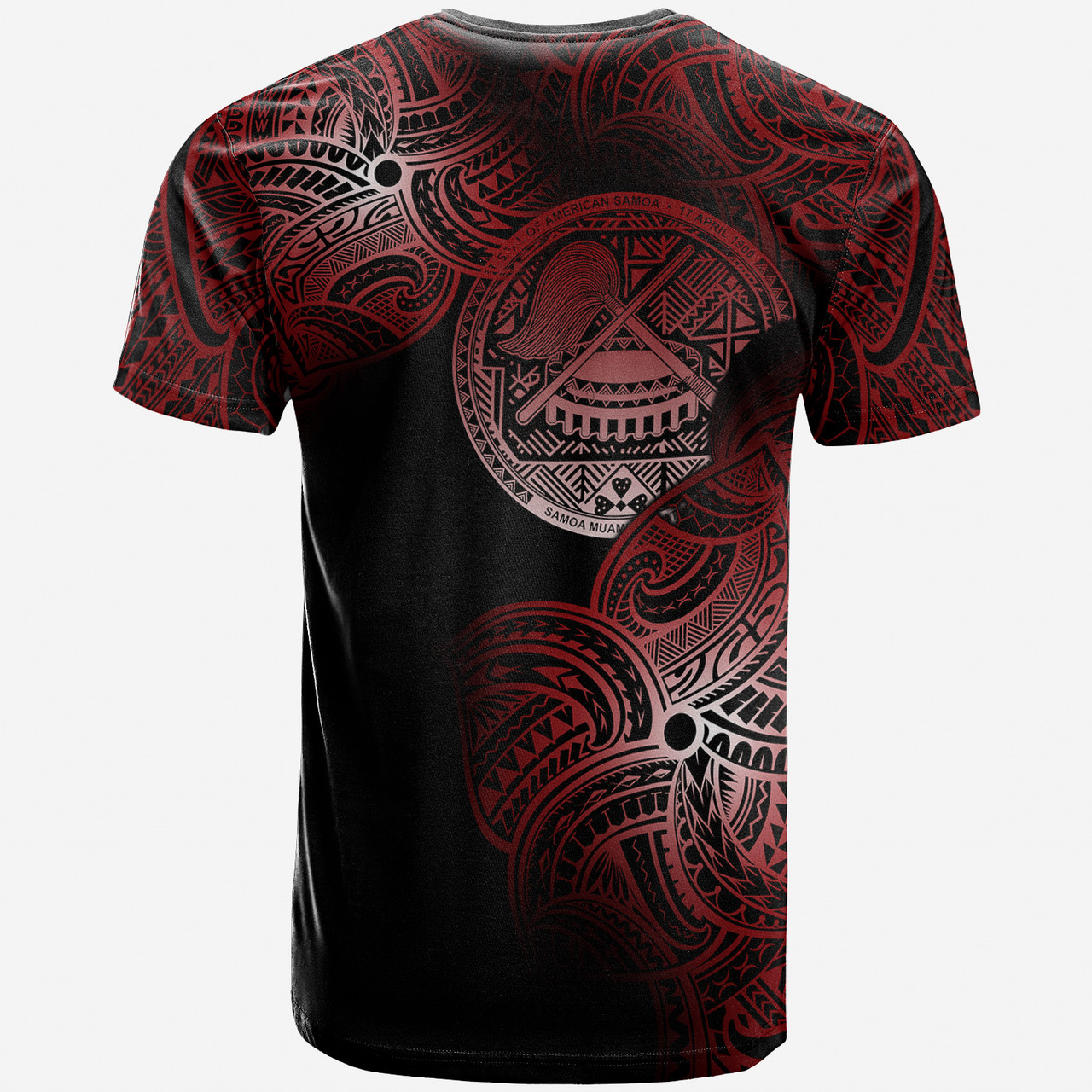 American Samoa Polynesia Custom Personalized T-Shirt - American Samoa Tribal Flower Red 1