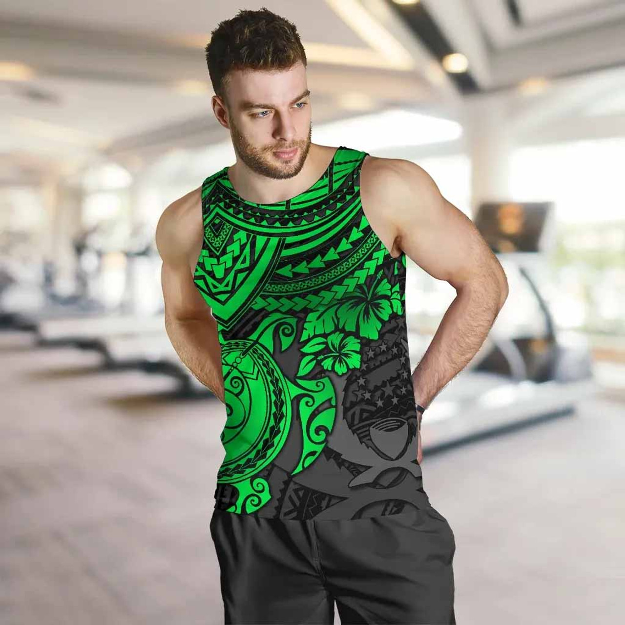 Pohnpei Polynesian Tank Top (Men) - Polynesian Green Turtle 5