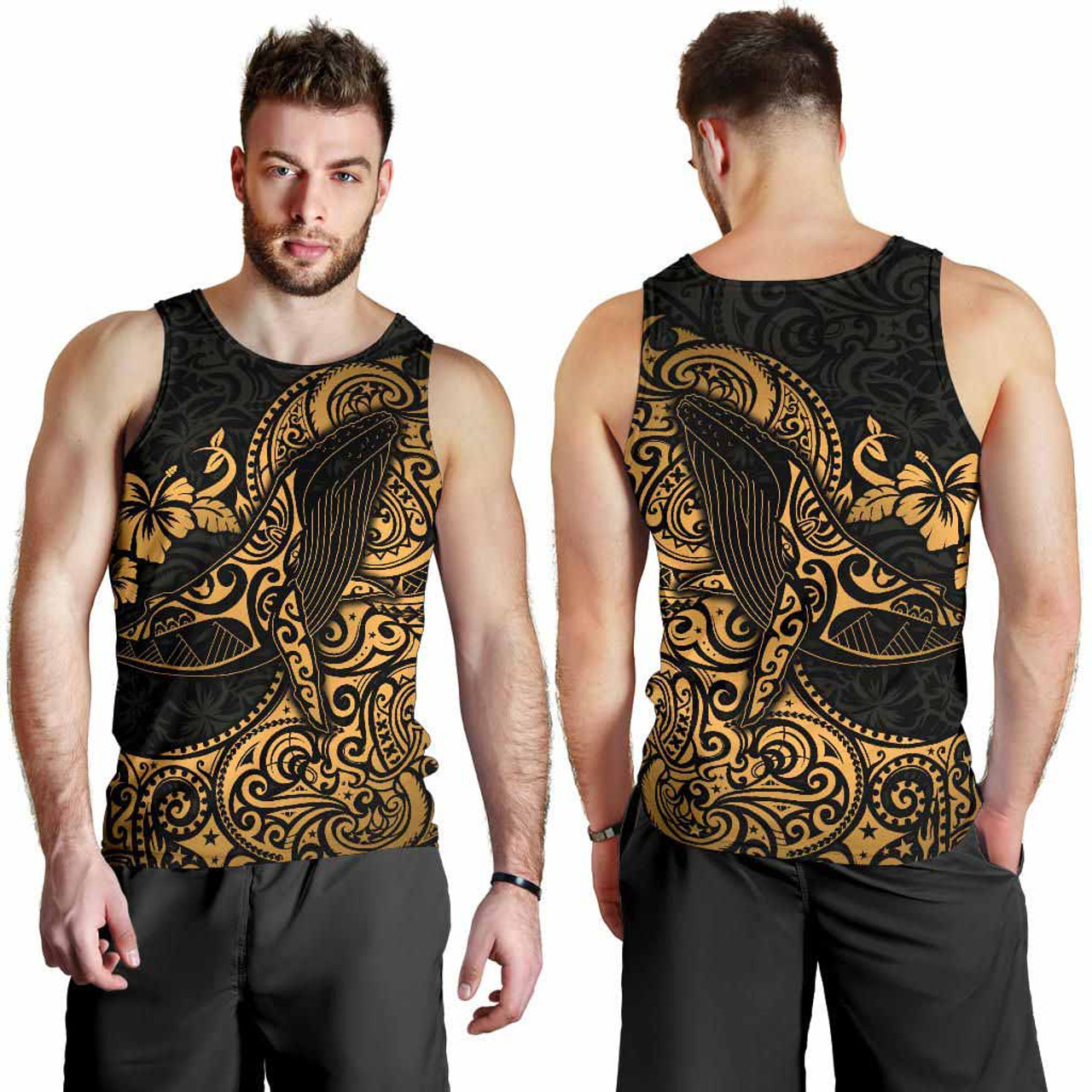 Polynesian Hawaii Men Tank Top - Polynesian Golden Humpback Whale 4