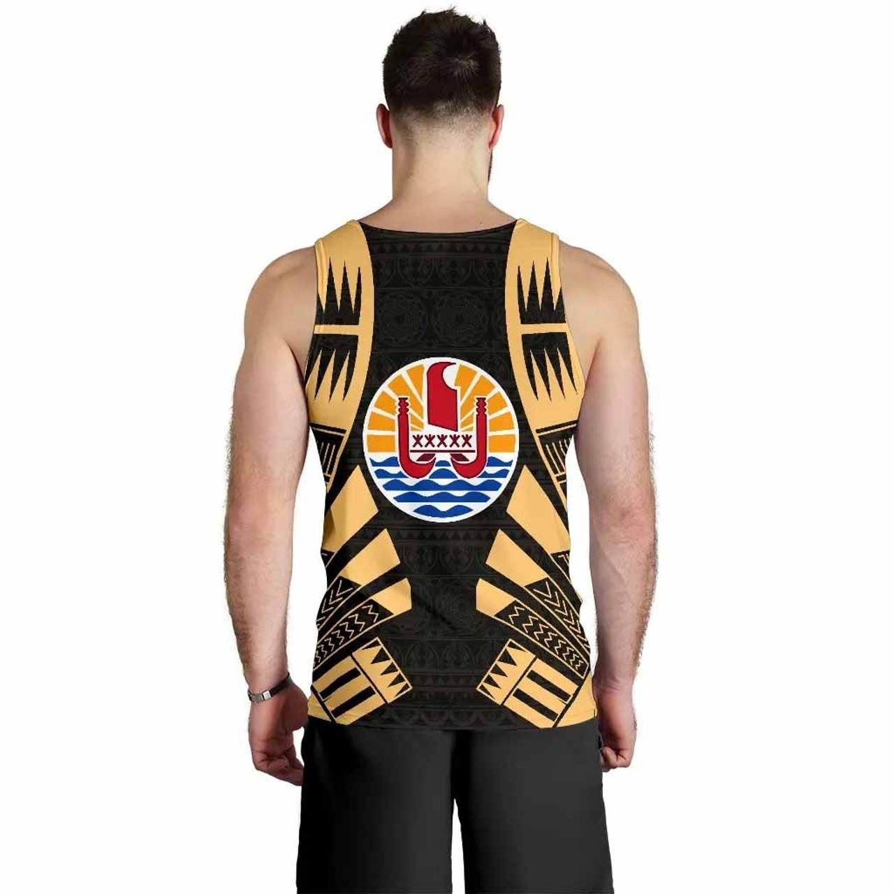 Tahiti Men Tank Top - Polynesian Tattoo Gold 2