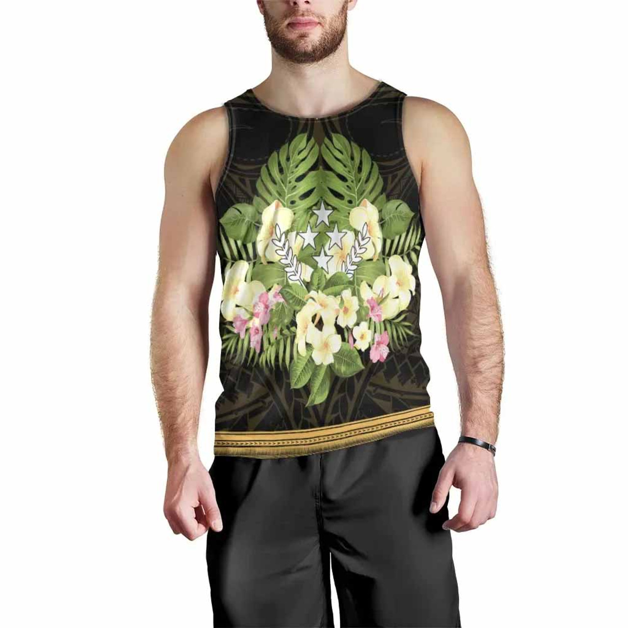 Kosrae State Men Tank Top - Polynesian Gold Patterns Collection 2