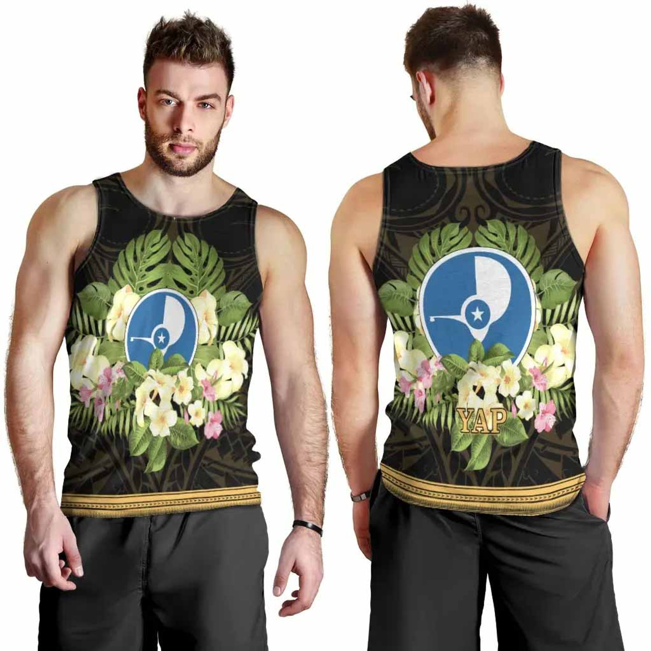 Yap State Men Tank Top - Polynesian Gold Patterns Collection 3