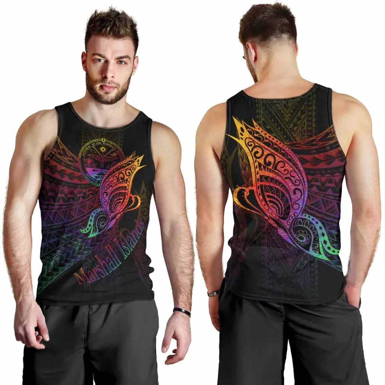 Marshall Islands Men Tank Top - Butterfly Polynesian Style 3