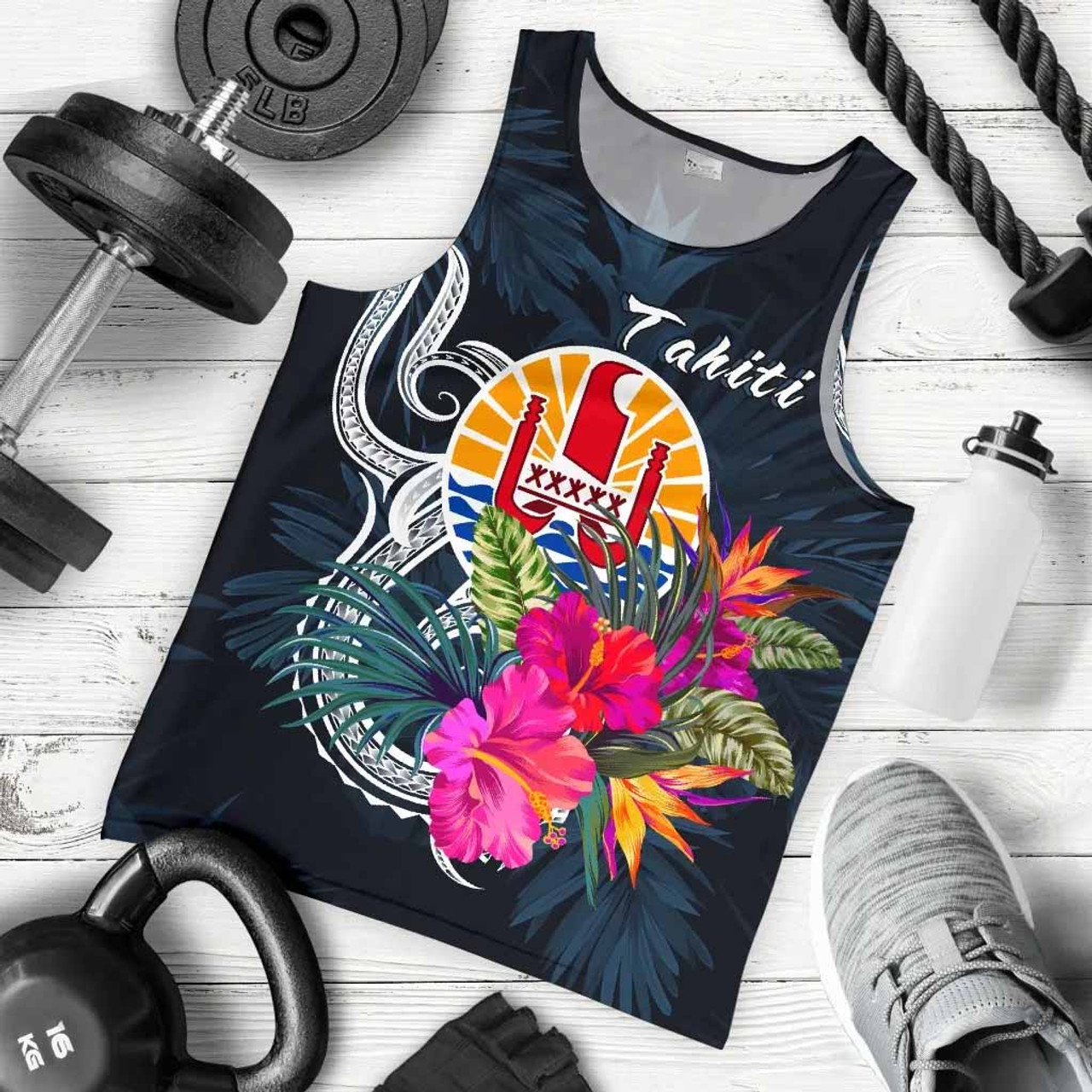 Tahiti Polynesian Men Tank Top - Tropical Flower 5