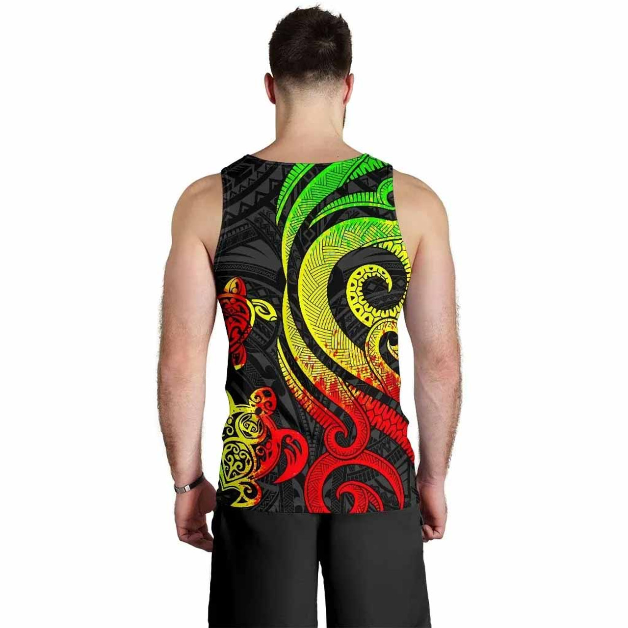 Fiji Polynesian Men Tank Top - Reggae Tentacle Turtle Crest 3