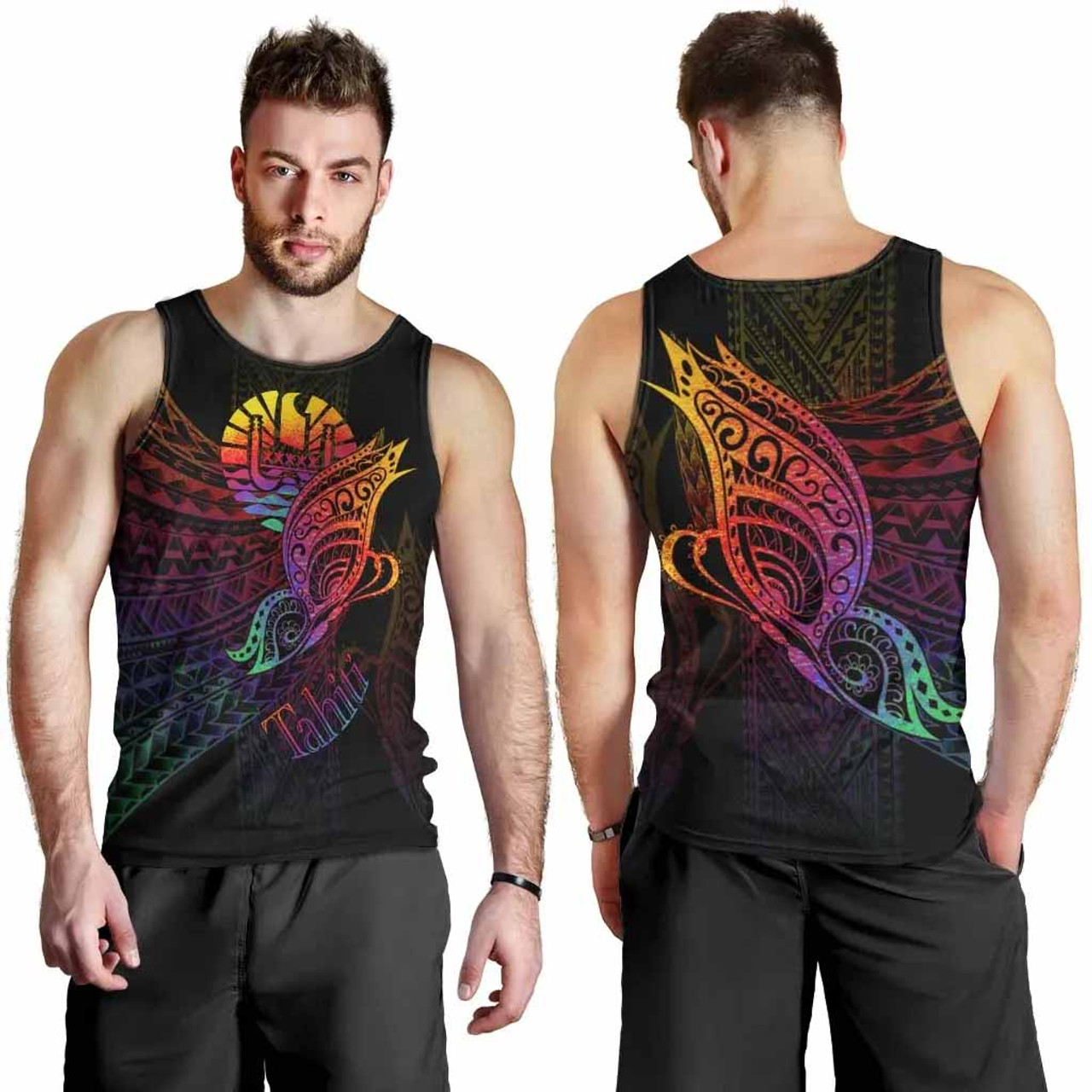 Tahiti Men Tank Top - Butterfly Polynesian Style 3