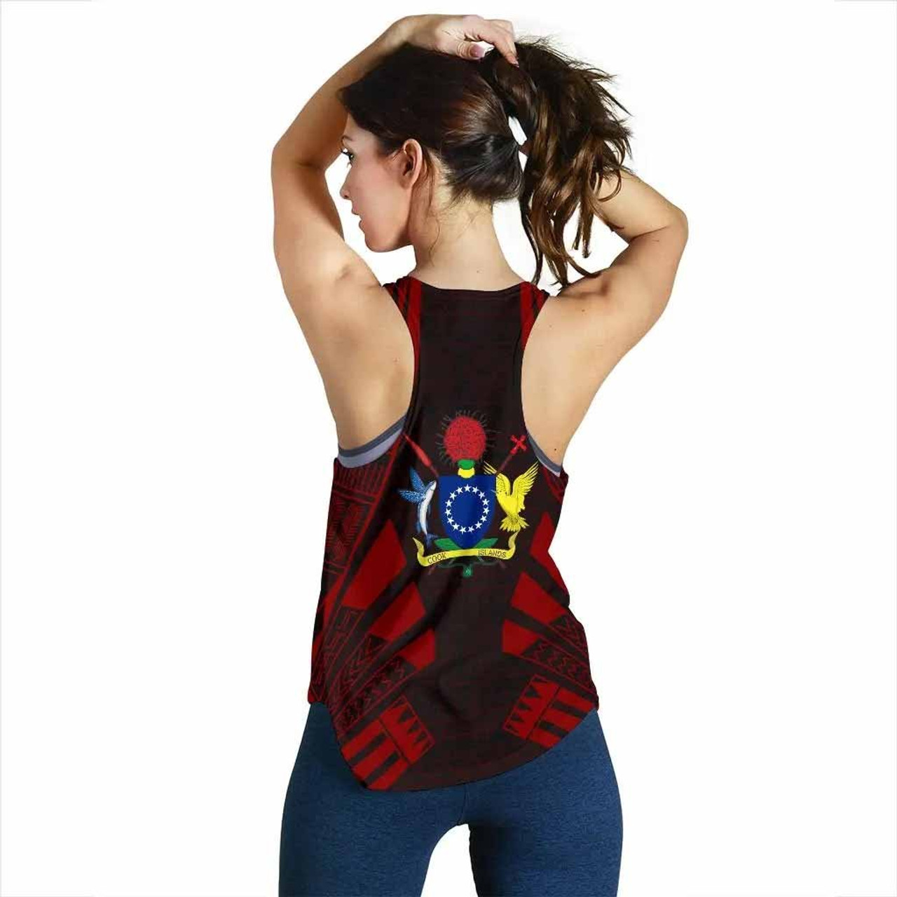 Cook Islands Women Racerback Tank - Polynesian Tattoo Red 2