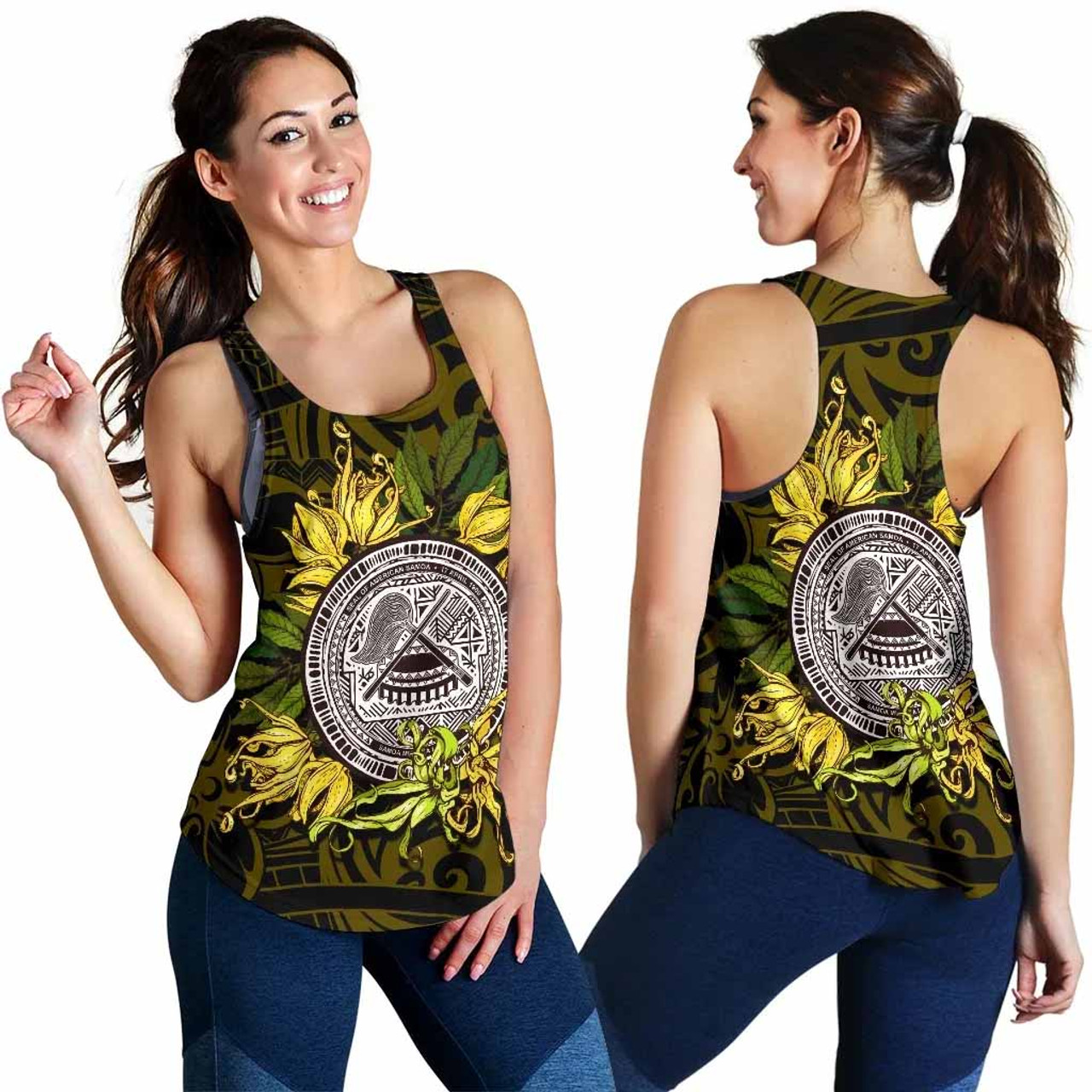 American samoa Women Racerback Tank Ylang Ylang Flowers 1