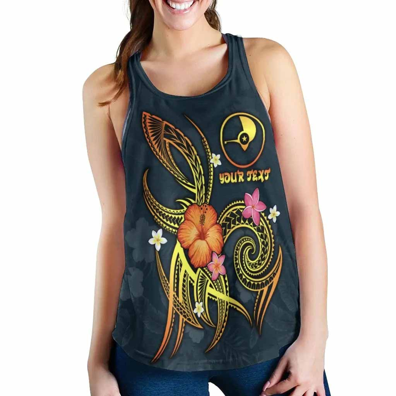 Yap Polynesian Personalised Women Racerback Tank - Legend of Yap (Blue) 2