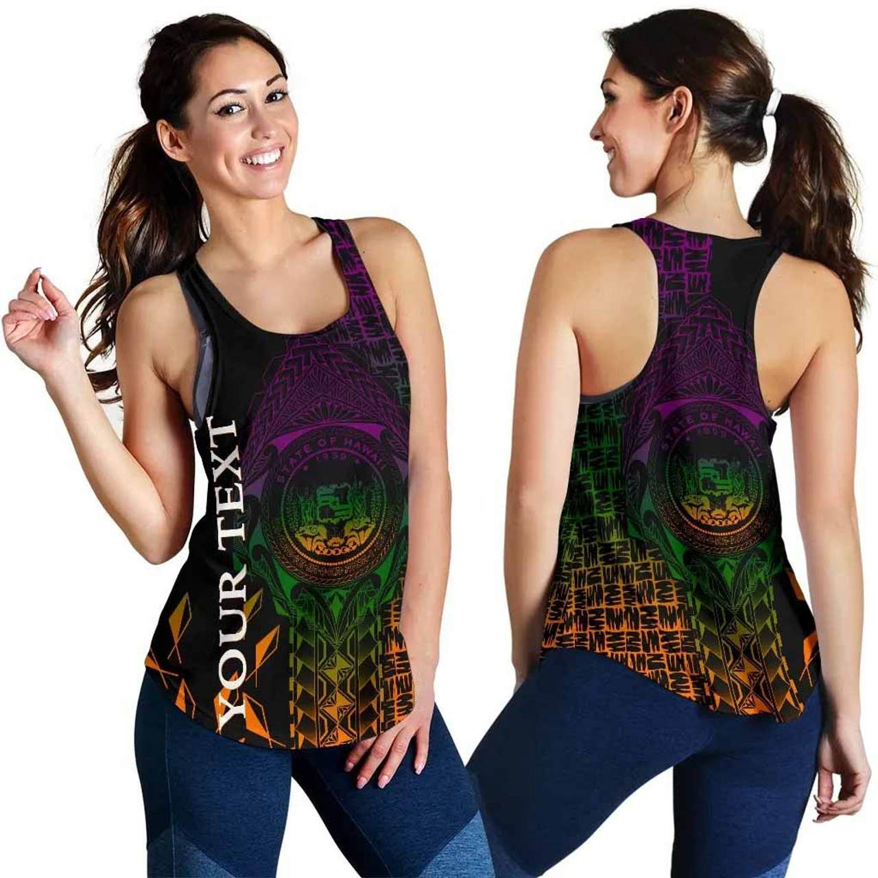 Hawaii Custom Personalised Women Racerback Tank - Hawaii Seal Rocket Style 1