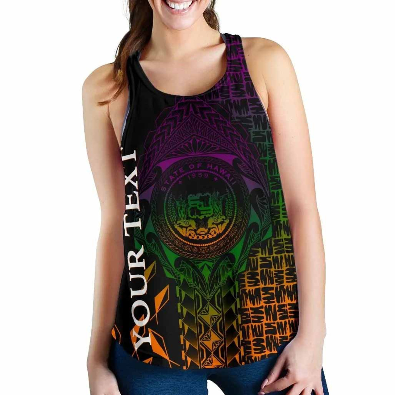 Hawaii Custom Personalised Women Racerback Tank - Hawaii Seal Rocket Style 2