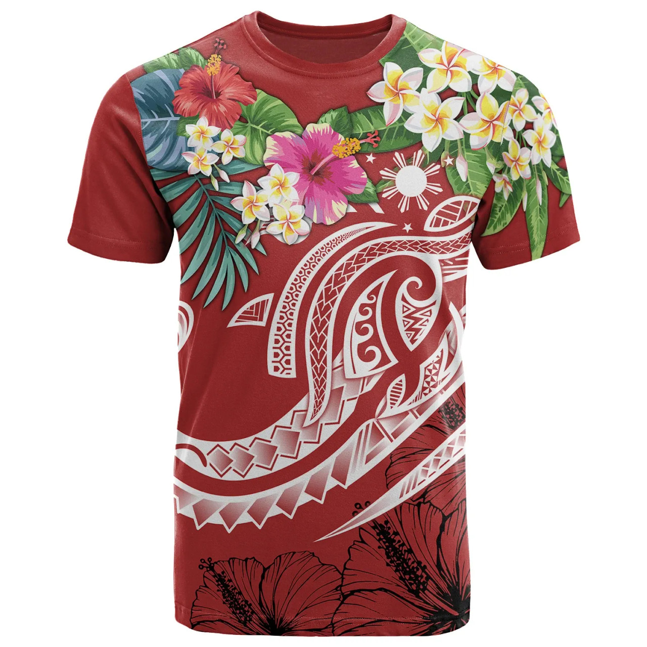 The Philippines T-Shirt - Summer Plumeria (Red) 1