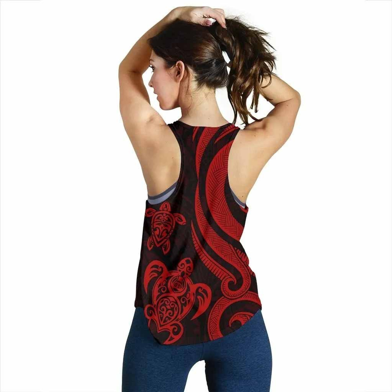 American Samoa Women Racerback Tank - Red Tentacle Turtle 3