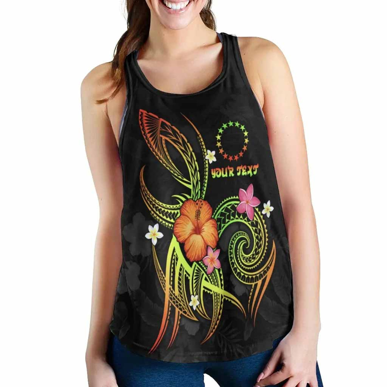 Cook Islands Polynesian Personalised Women Racerback Tank - Legend of Cook Islands (Reggae) 2