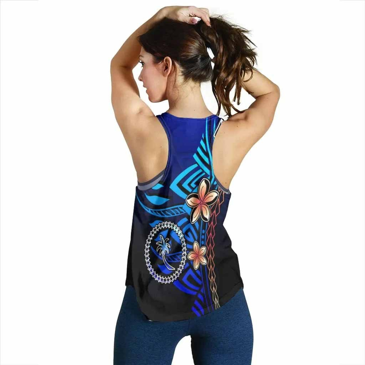 Chuuk Custom Personalised Women Racerback Tank - Vintage Tribal Mountain 3