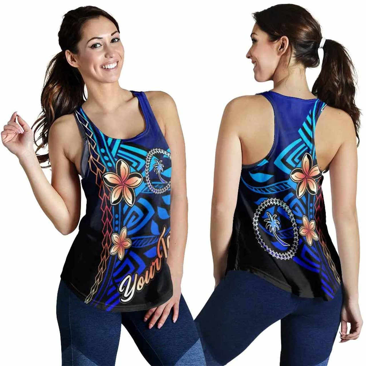 Chuuk Custom Personalised Women Racerback Tank - Vintage Tribal Mountain 4