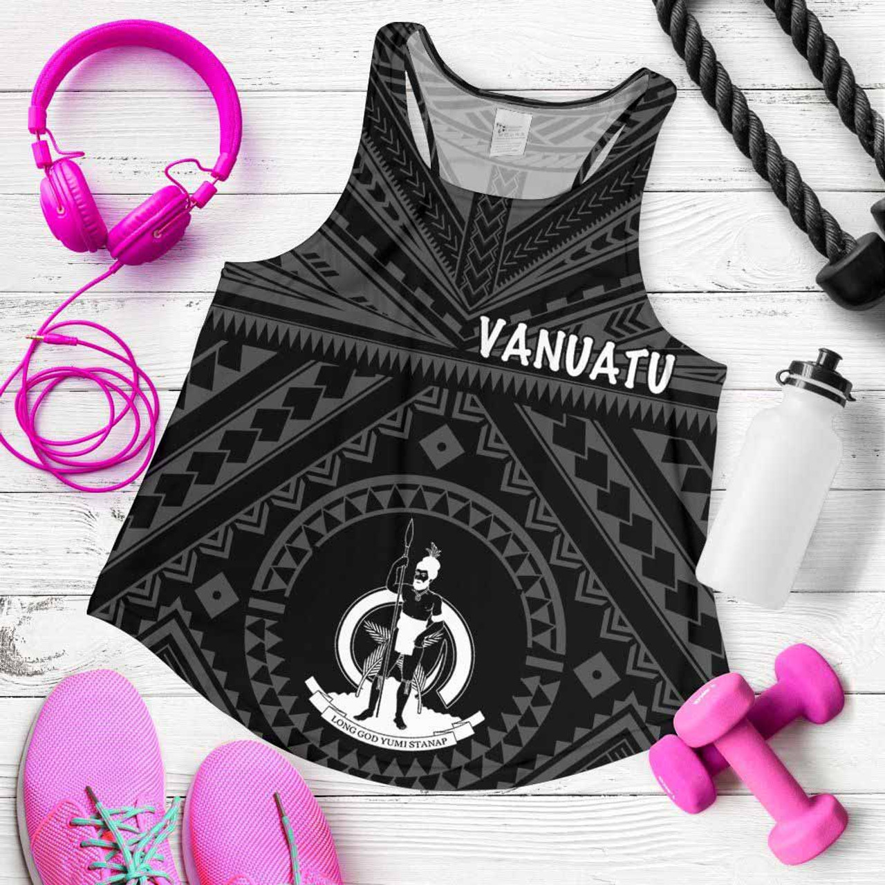 Vanuatu Women Racerback Tank - Vanuatu Seal With Polynesian Tattoo Style 5