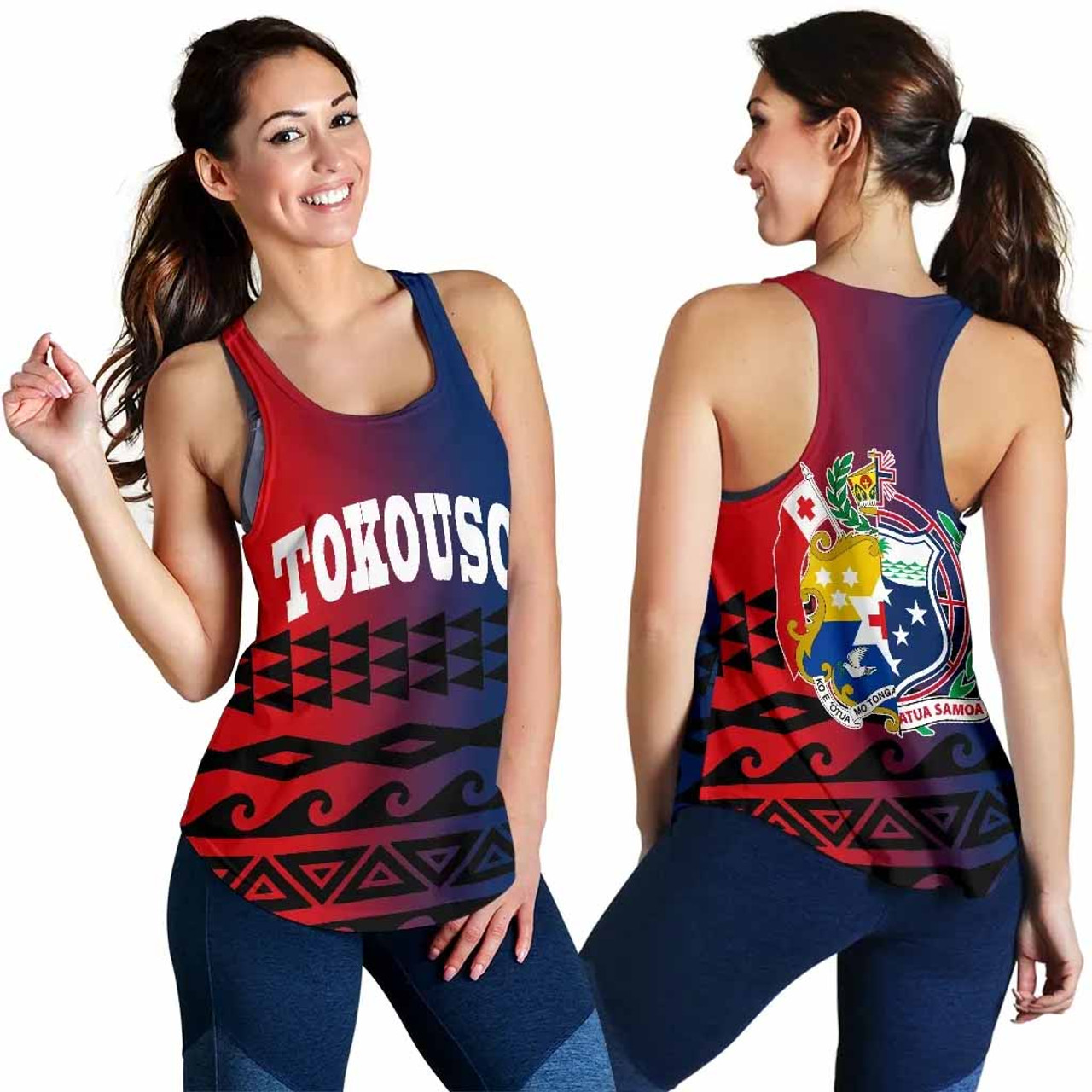 Tokouso Women Racerback Tank - Polynesian Pattern 1