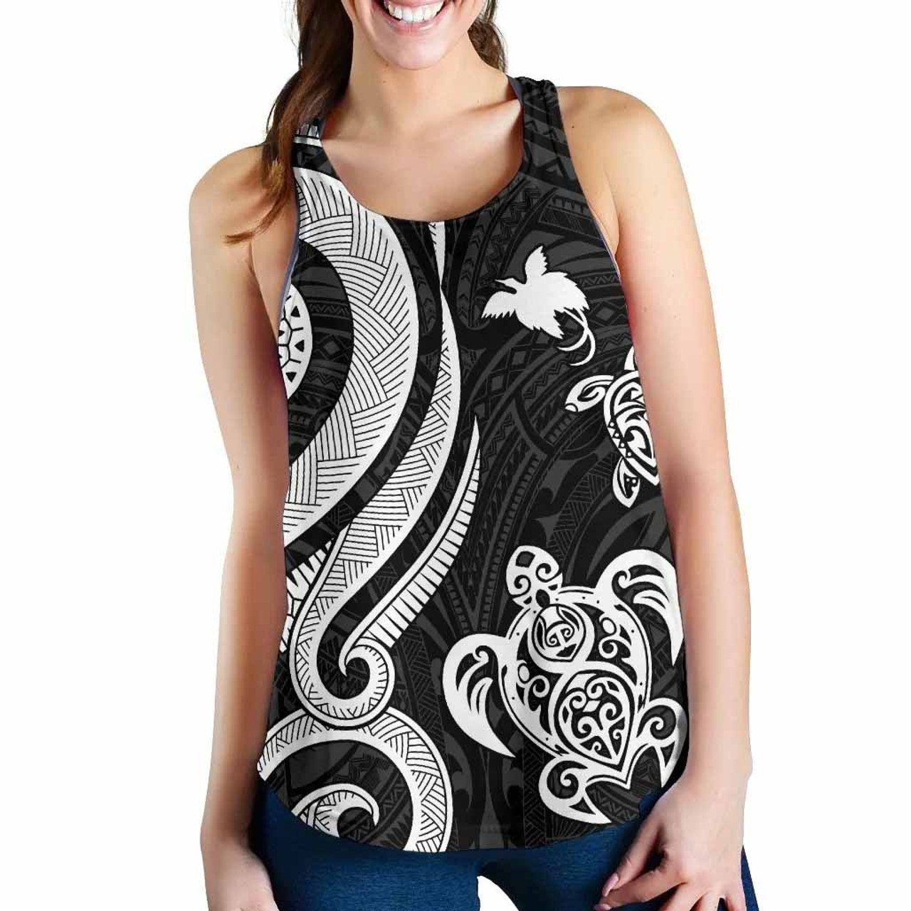 Papua New Guinea Women Racerback Tank - White Tentacle Turtle 3