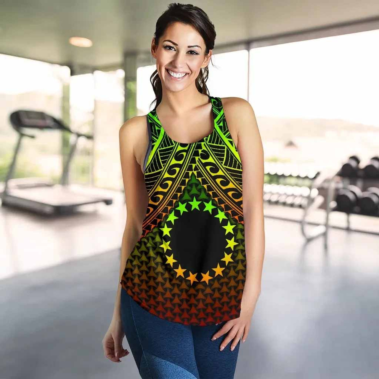 Polynesian Cook Islands Women Racerback Tank - Reggae Vintage Polynesian Patterns 5