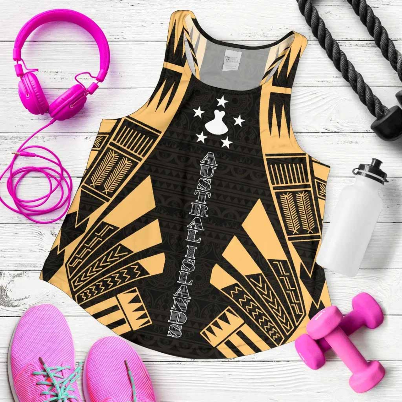 Austral Islands Women Racerback Tank - Polynesian Tattoo Gold 5