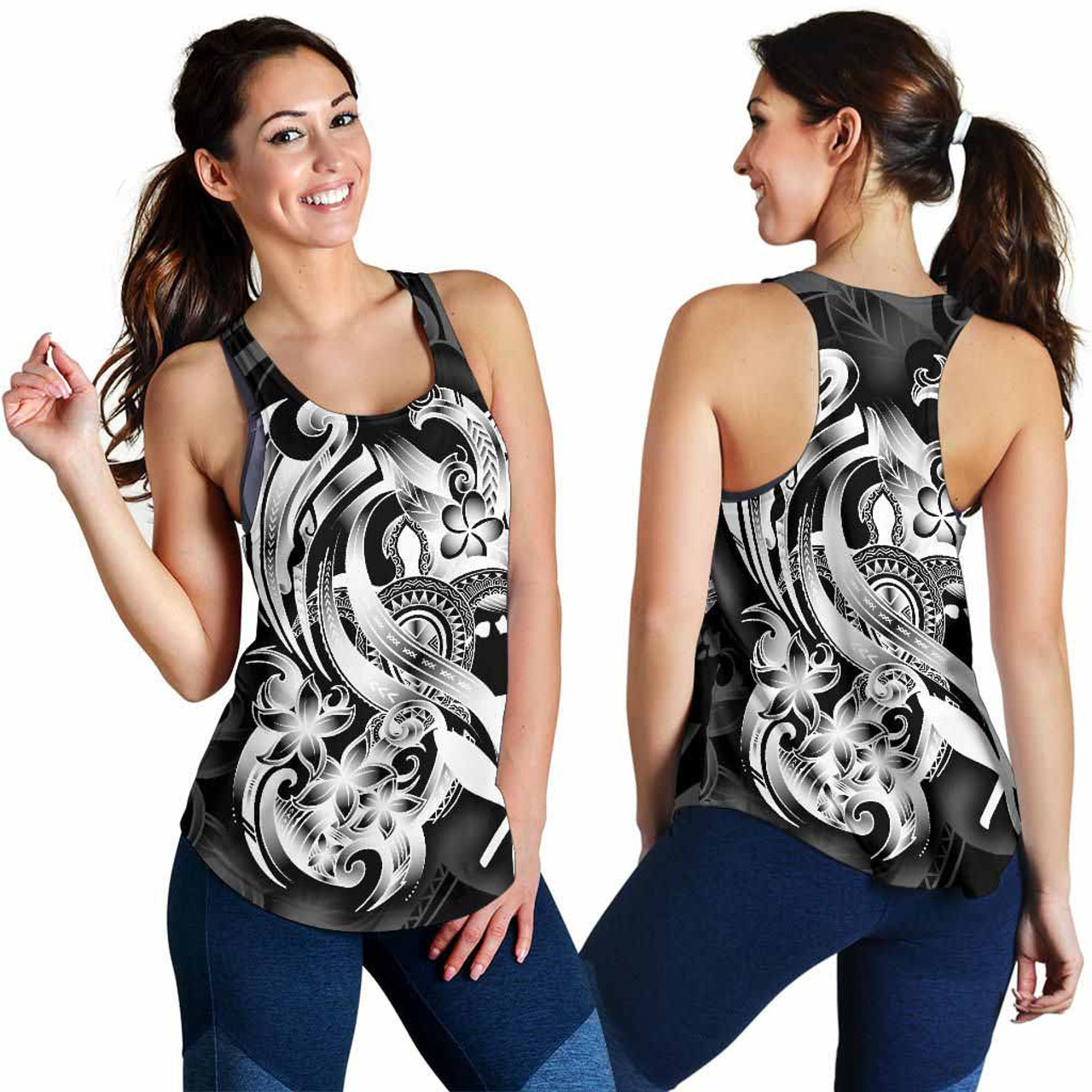 Polynesian Hawaii Women Racerback Tank - Kanaka Maoli White Turtle 4