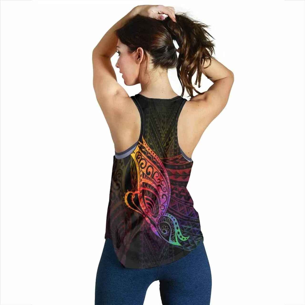 Yap State Women Racerback Tank - Butterfly Polynesian Style 5