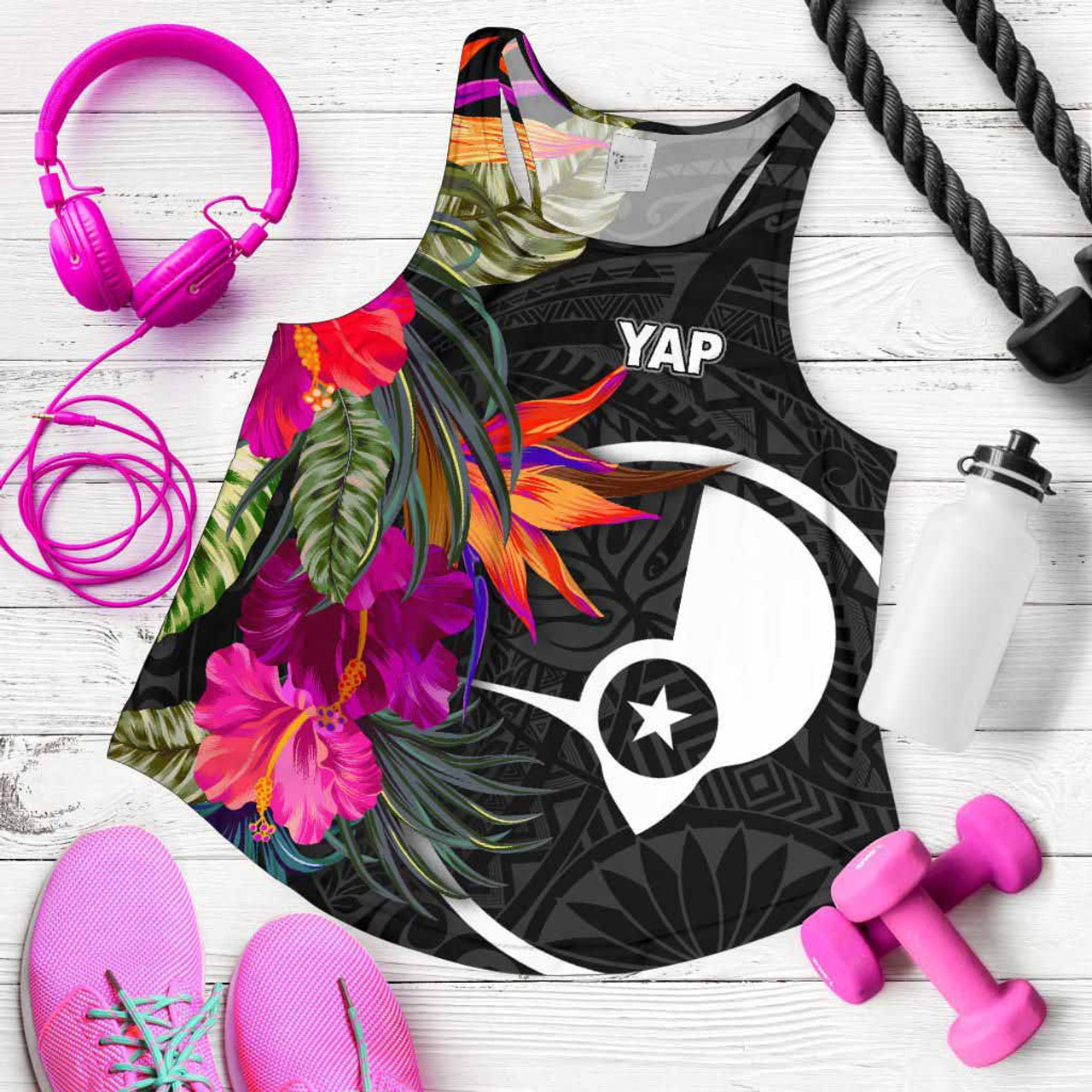 Yap Women Racerback Tank - Polynesian Hibiscus Pattern 5