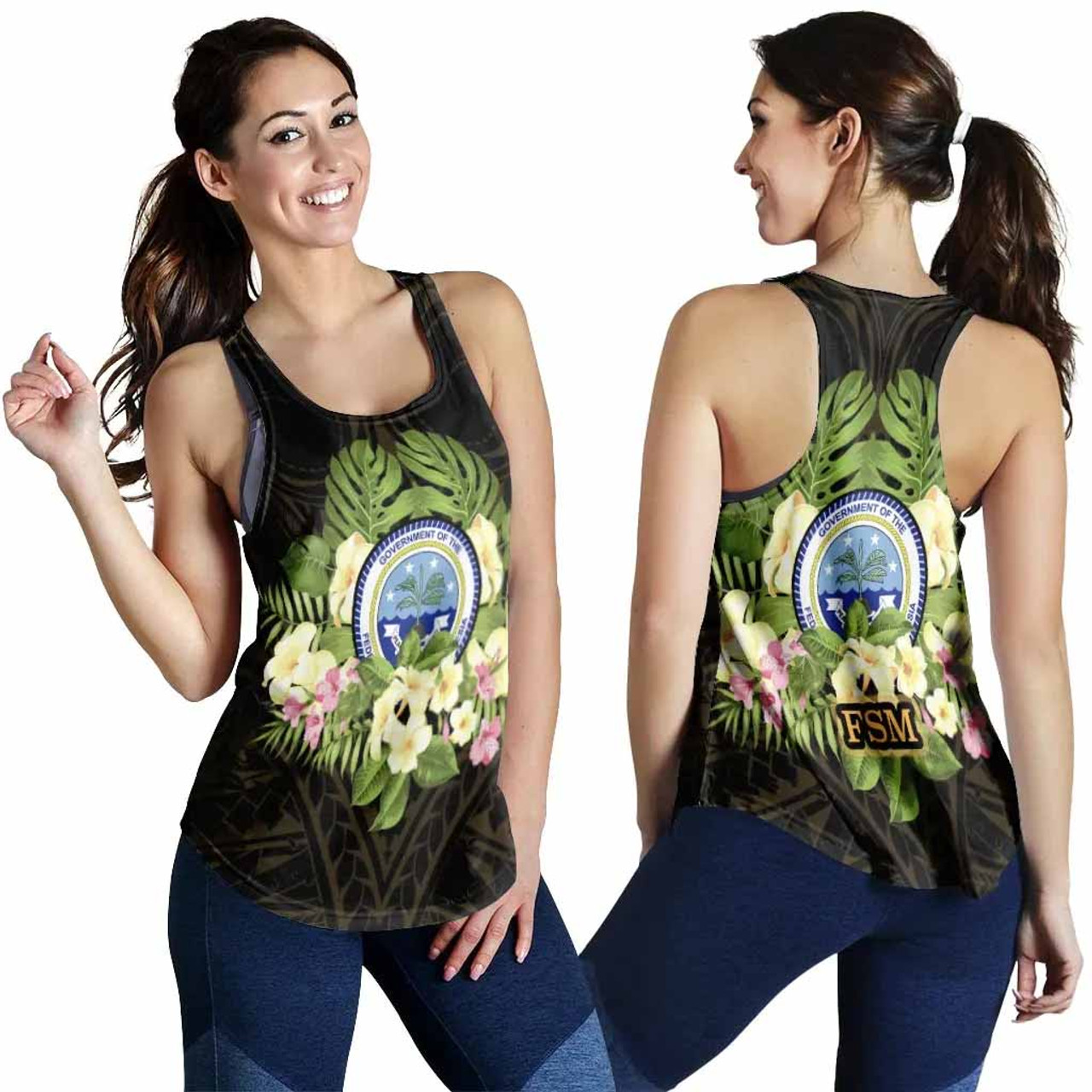 Federated States of Micronesia Women Racerback Tank - Polynesian Gold Patterns Collection 4