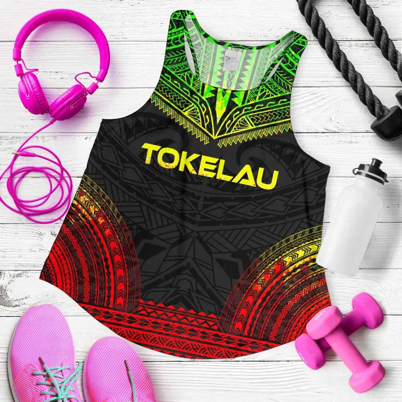 Tokelau Women Racerback Tank - Polynesian Chief Reggae Version 5
