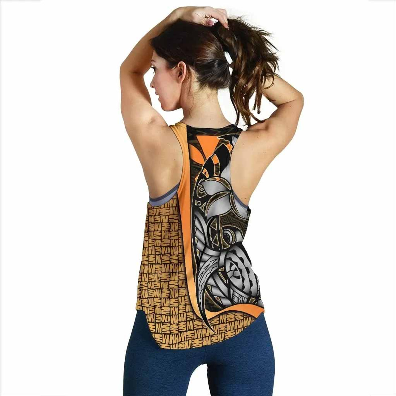 Polynesian Hawaii Women Racerback Tank Gold - Turtle with Hook 3