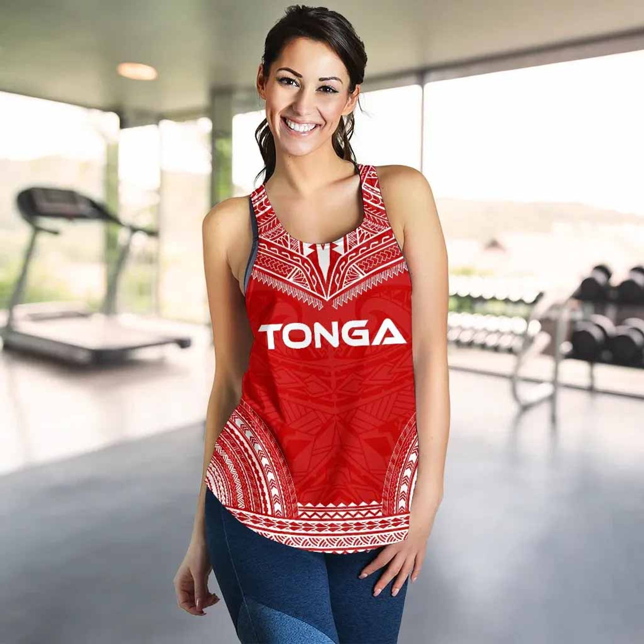 Tonga Women Racerback Tank - Polynesian Chief Flag Version 4