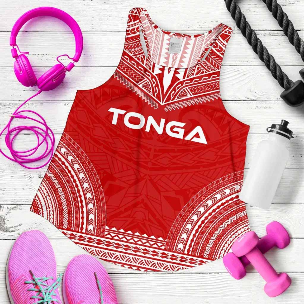 Tonga Women Racerback Tank - Polynesian Chief Flag Version 5