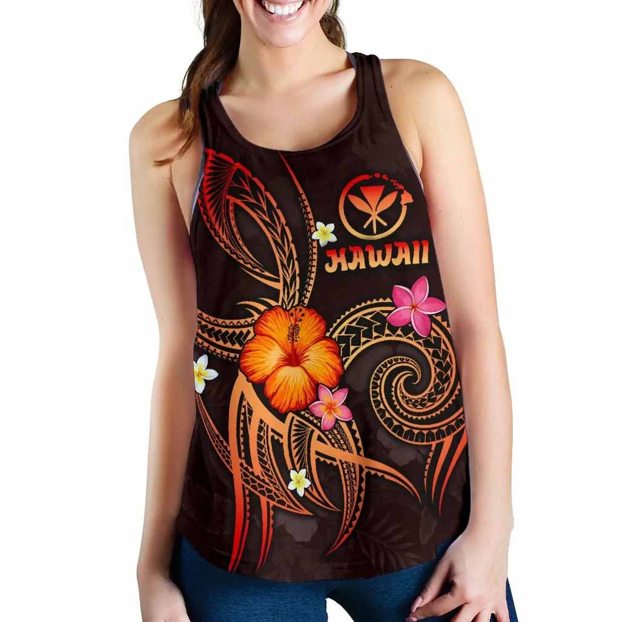 Polynesian Hawaii Women Racerback Tank - Legend of Kanaka Maoli (Red) 2