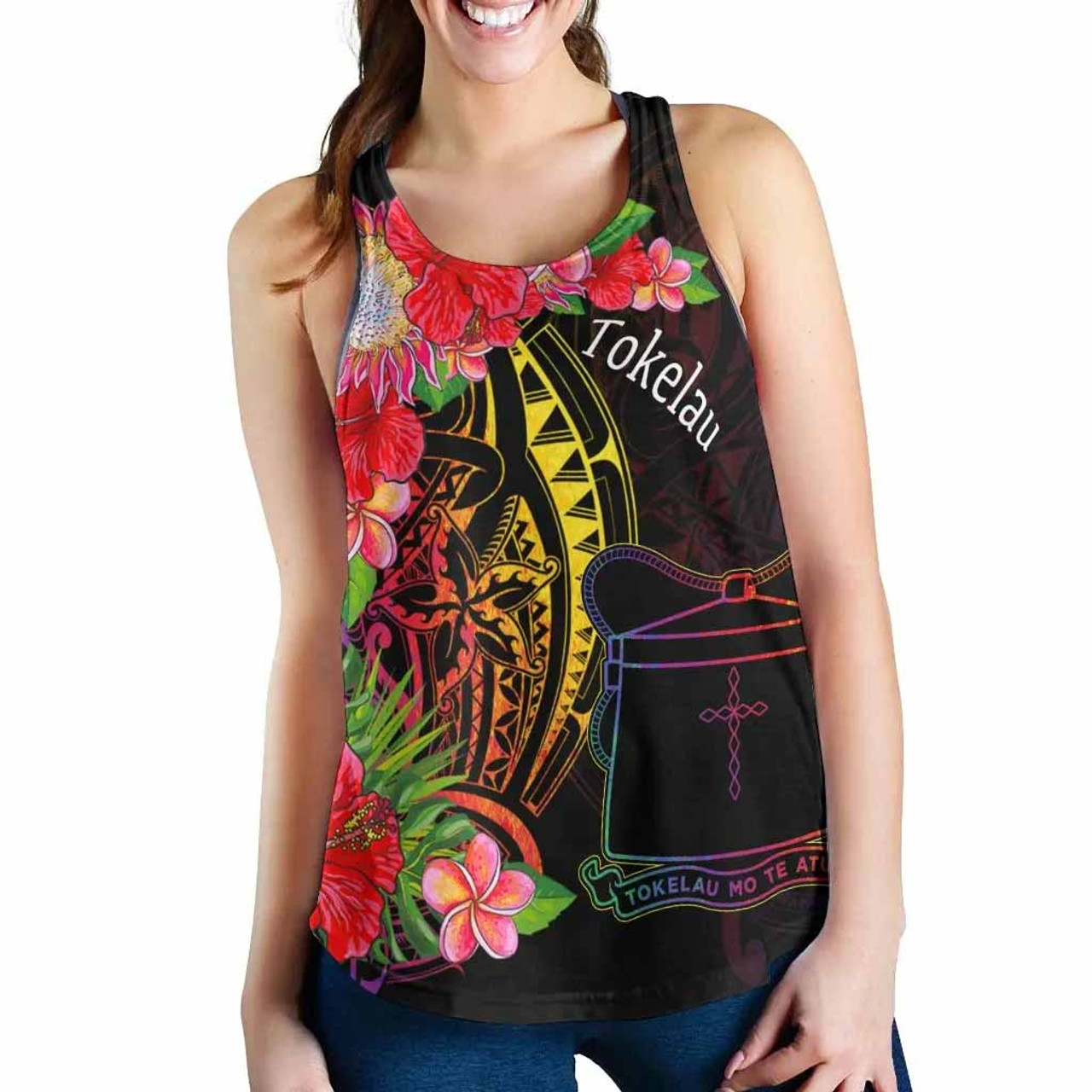 Tokelau Women Racerback Tank - Tropical Hippie Style 5