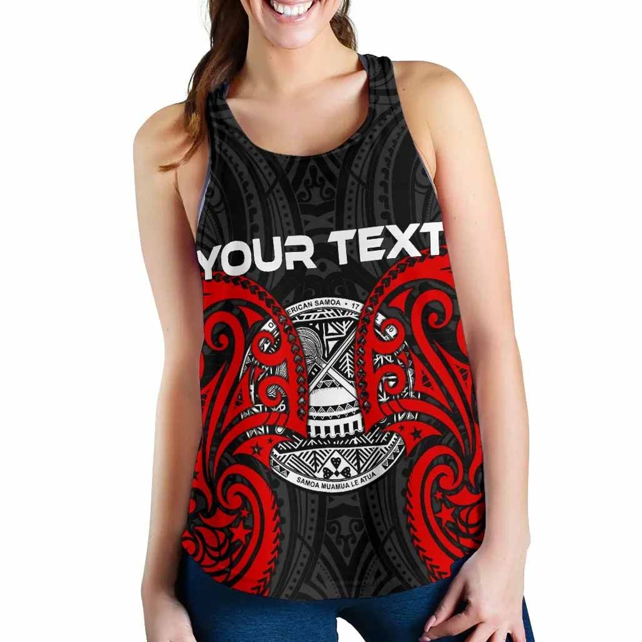 American Samoa Polynesian Custom Personalised Women Racerback Tank - American Samoan Spirit 1