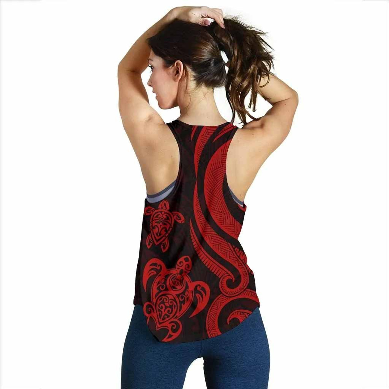 Kosrae Micronesian Women Racerback Tank - Red Tentacle Turtle 3