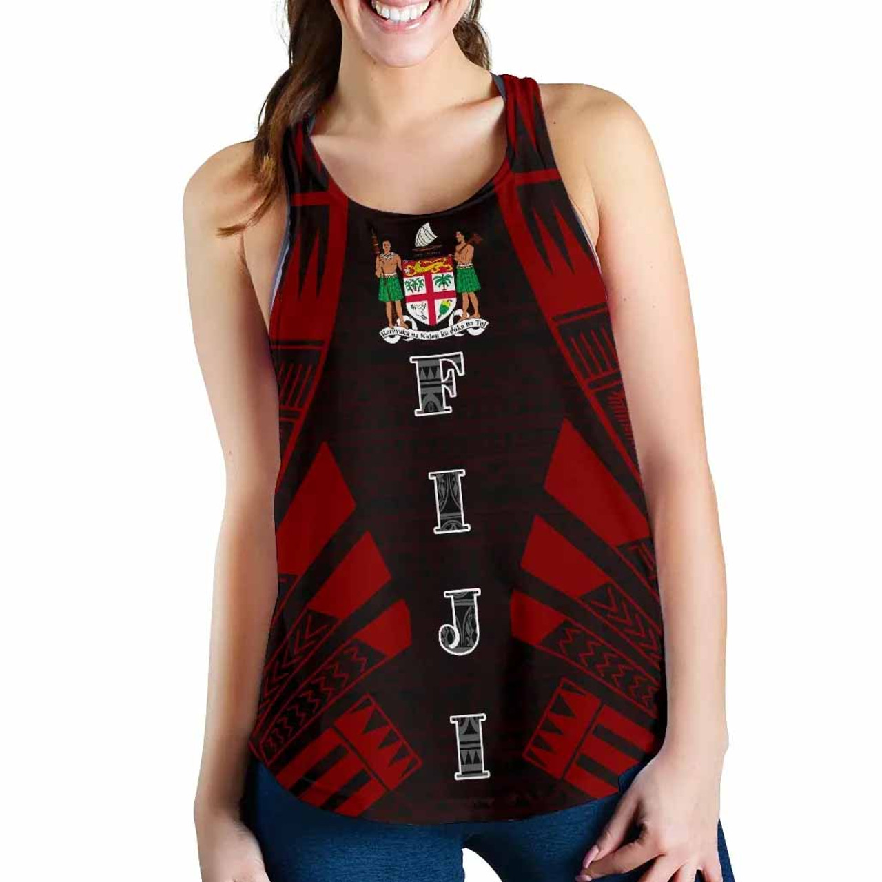 Fiji Women Racerback Tank - Polynesian Tattoo Red 1