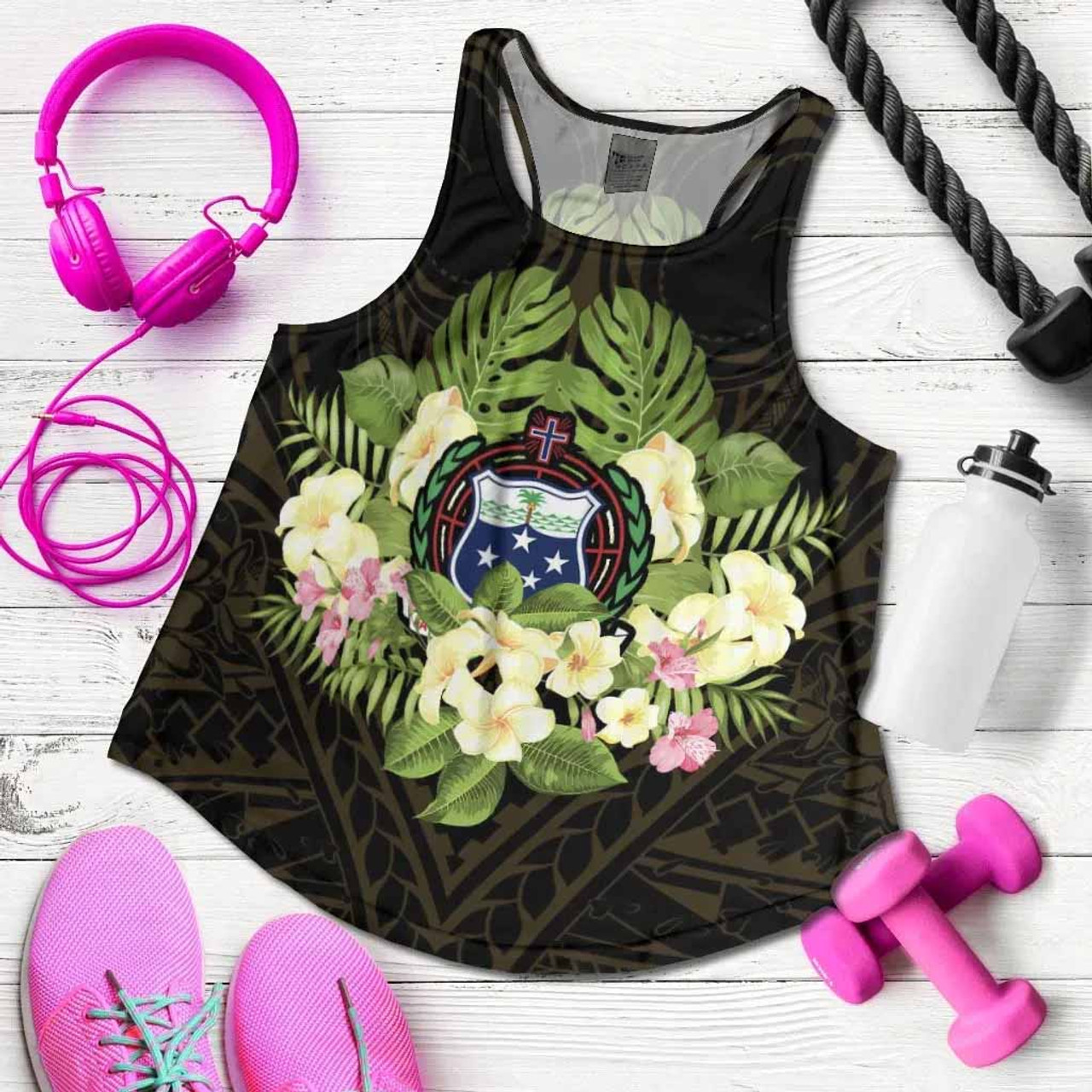 Samoa Women Racerback Tank - Polynesian Gold Patterns Collection 1